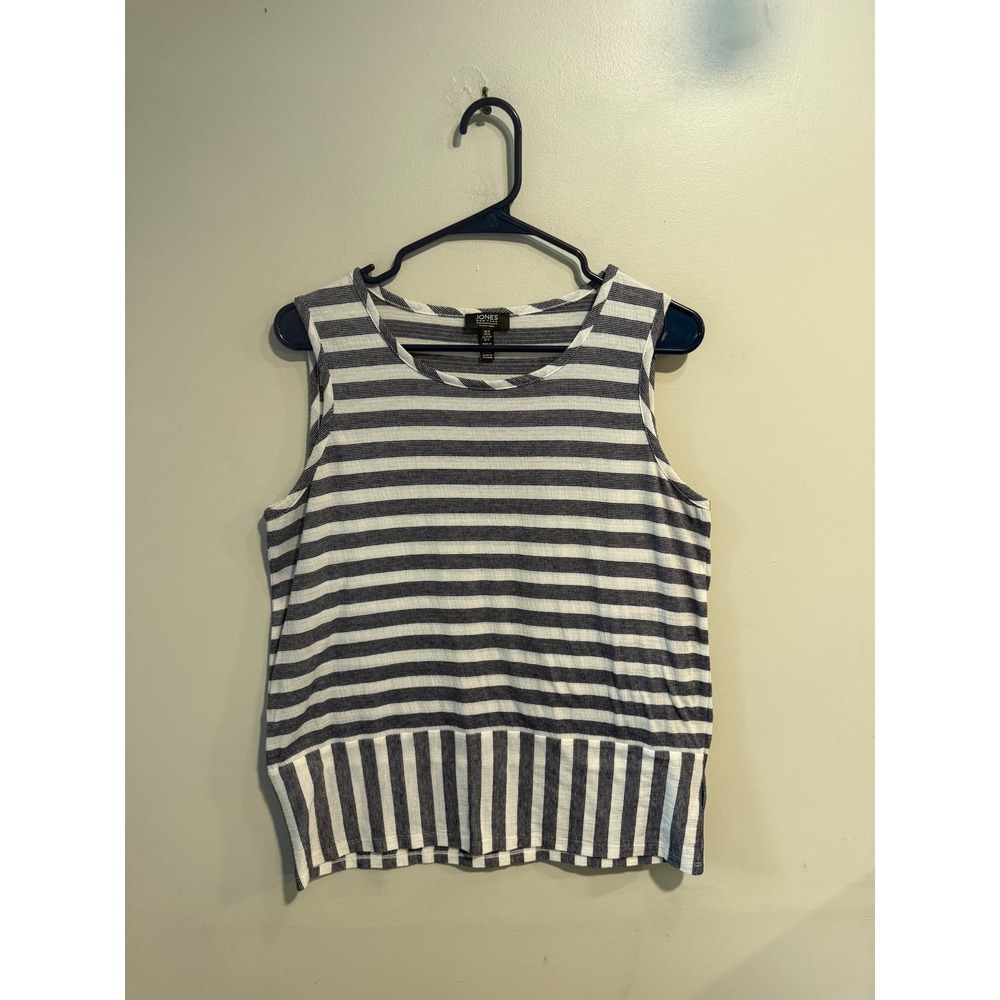Jones New‎ York Signature Womens Striped Sleeveless Knit Top Navy White Size M